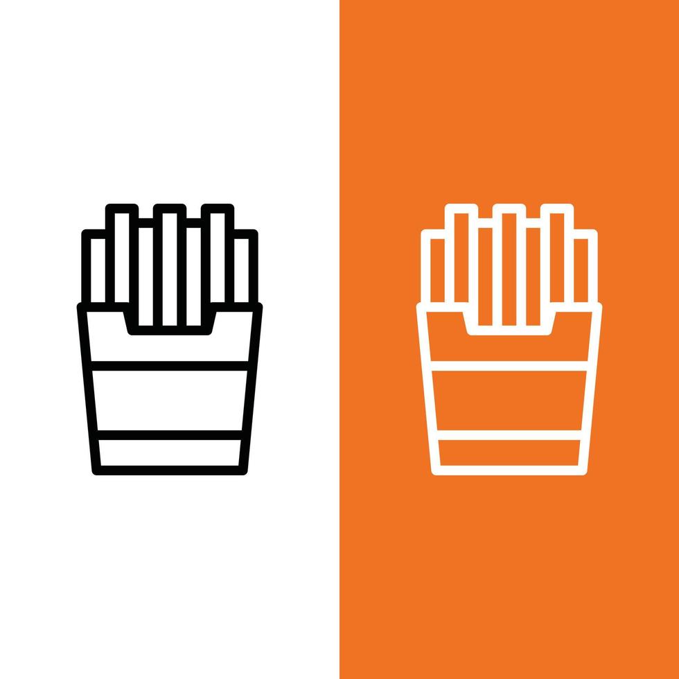 logotipo de icono de vector de papas fritas en estilo de esquema