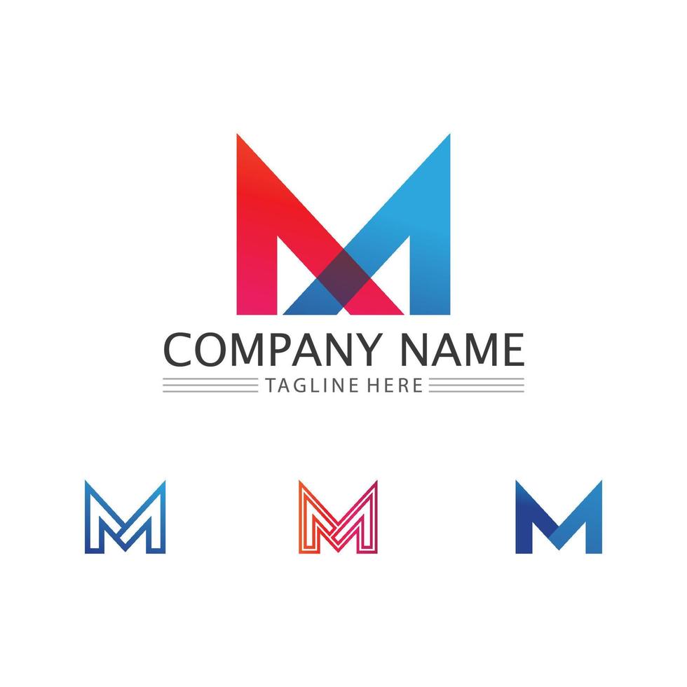 M Letter and m FONT Logo Template vector