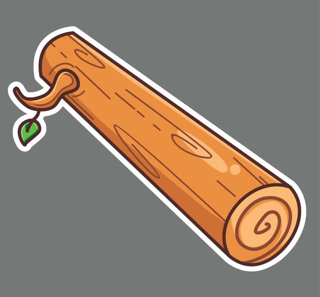 cute logs tree trunk branch leaf. cartoon object concept Isolated illustration. Flat Style suitable for Sticker Icon Design Premium Logo vector