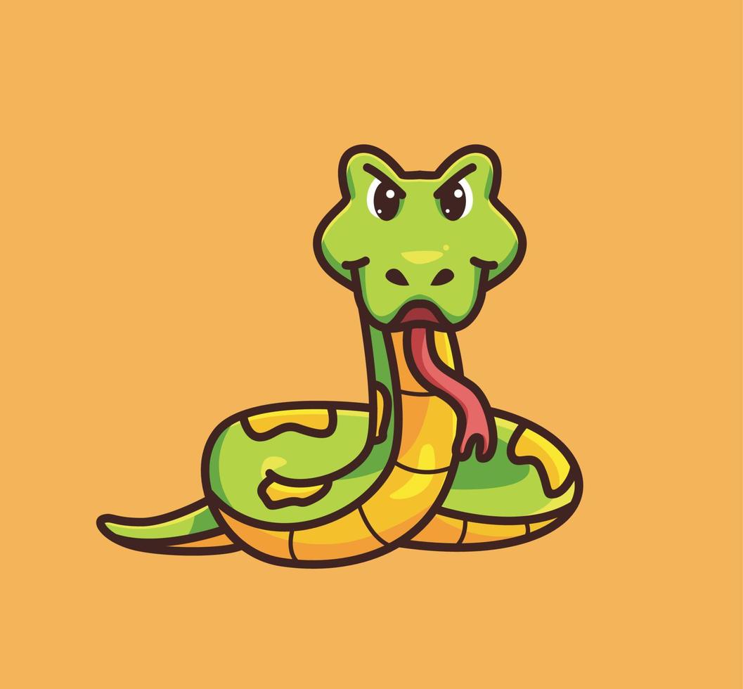 linda serpiente lista para atacar. ilustración aislada del concepto de naturaleza animal de dibujos animados. estilo plano adecuado para el vector de logotipo premium de diseño de icono de etiqueta. personaje mascota