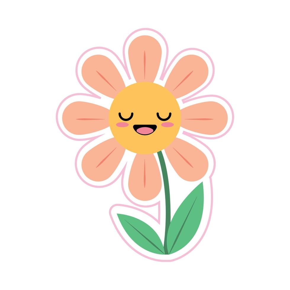 funny flower sticker vector