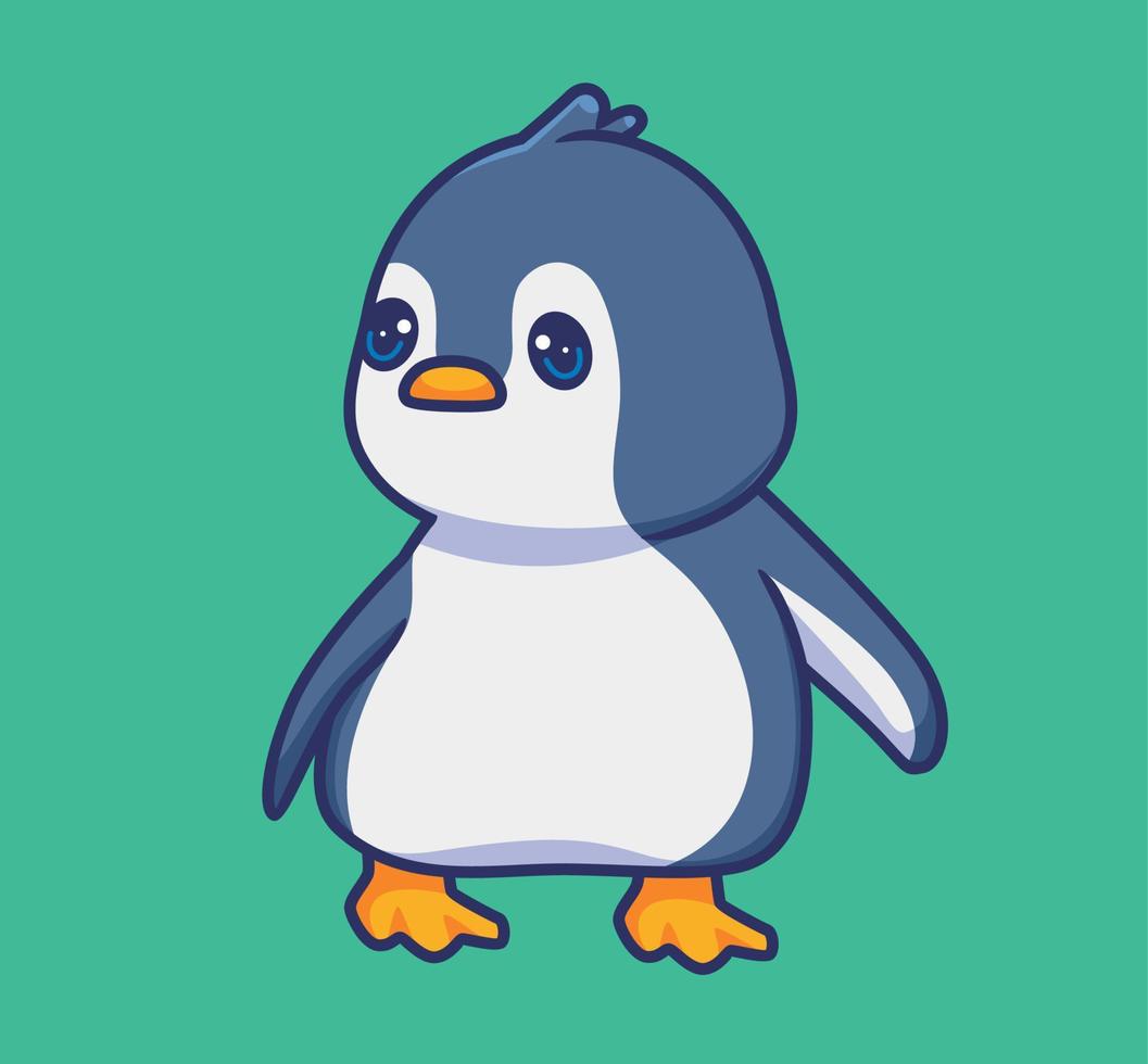 linda pose de pingüino. ilustración animal de dibujos animados aislados. vector de logotipo premium de diseño de icono de etiqueta de estilo plano. personaje mascota