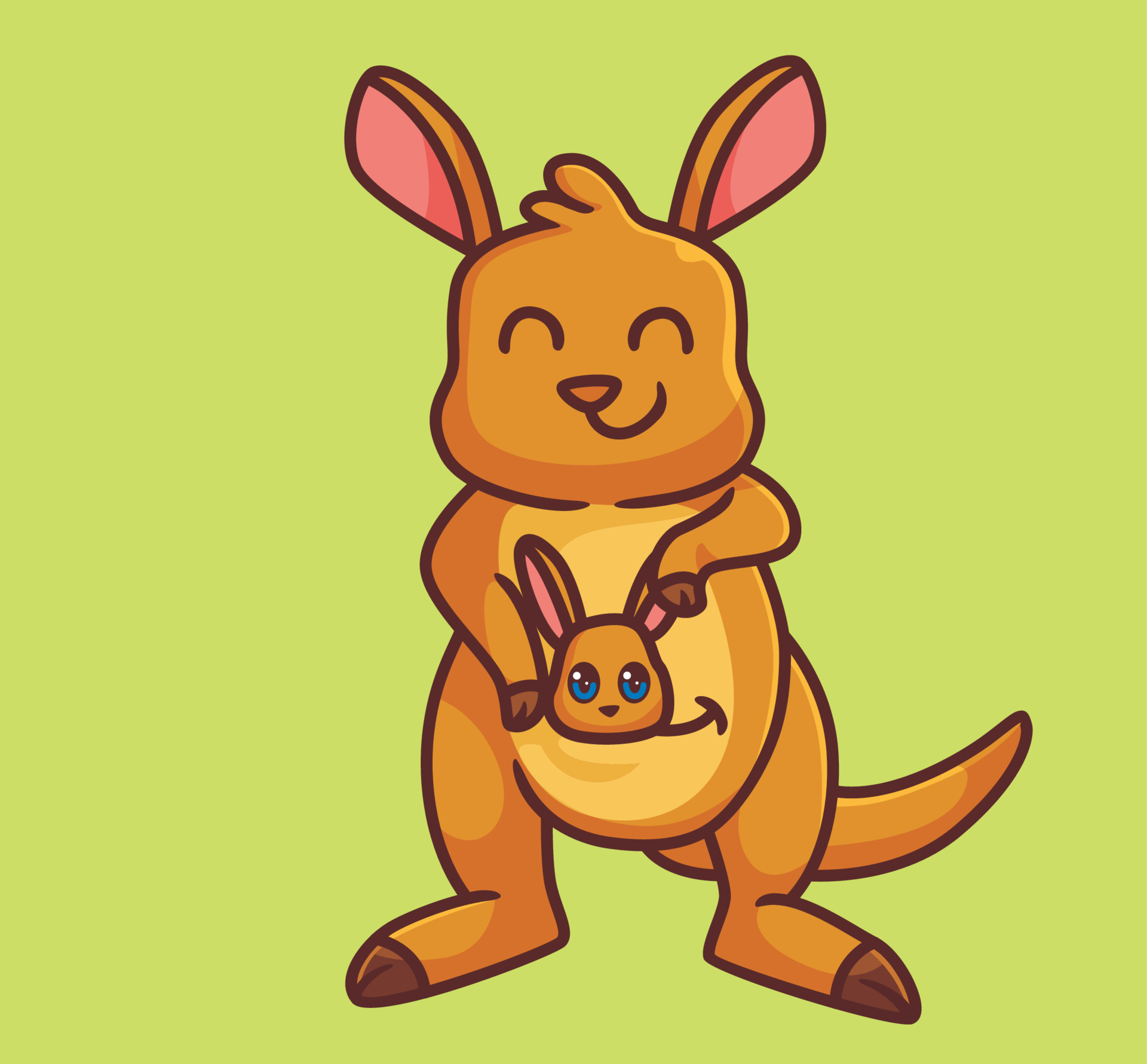 cute cartoon kangaroo with baby in pouch. isolated cartoon animal  illustration vector 10807152 Vector Art at Vecteezy