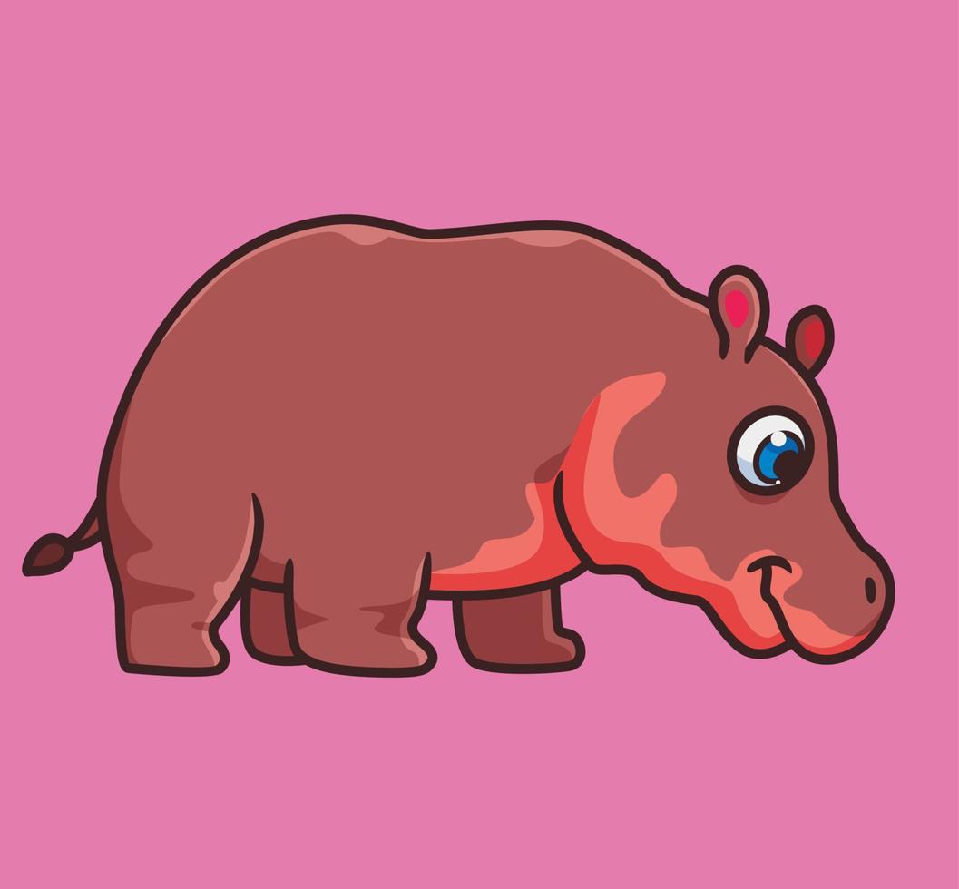 cute baby hippopotamus. isolated cartoon animal illustration. Flat Style Sticker Icon Design Premium Logo vector. Mascot Character vector