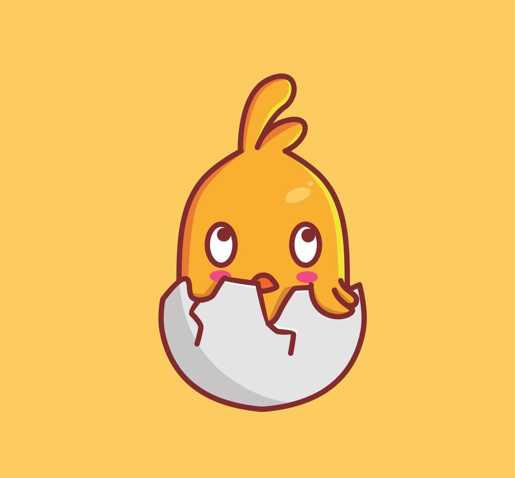 cute hatching chicks confused. Animal cartoon Isolated Flat Style Sticker Web Design Icon illustration Premium Vector Logo mascot character