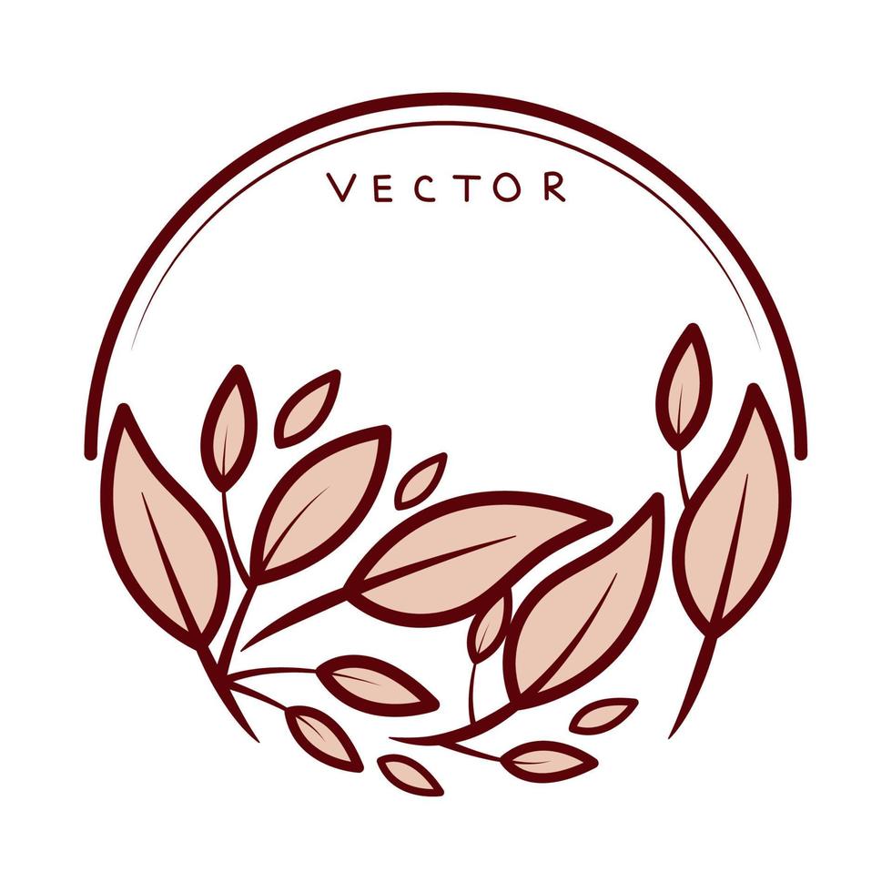 round label linear floral vector