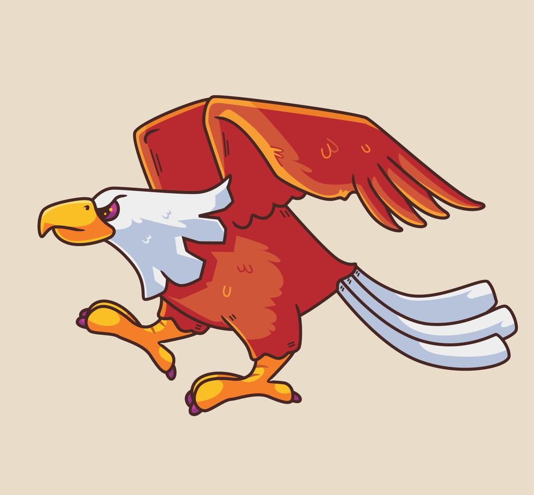 lindo águila de dibujos animados caminando. ilustración de animales aislados. vector premium de icono de etiqueta de estilo plano