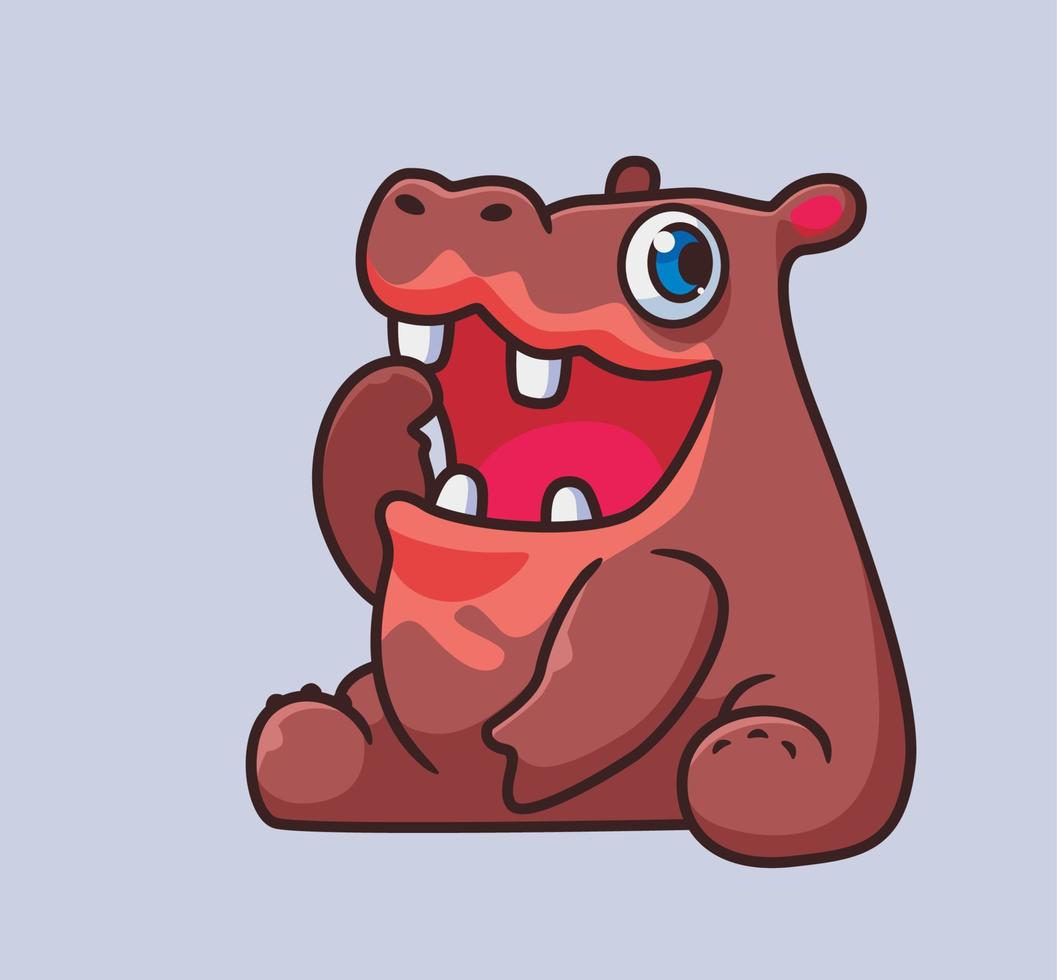 cute hippo sitting. isolated cartoon animal illustration. Flat Style Sticker Icon Design Premium Logo vector. Mascot Character vector