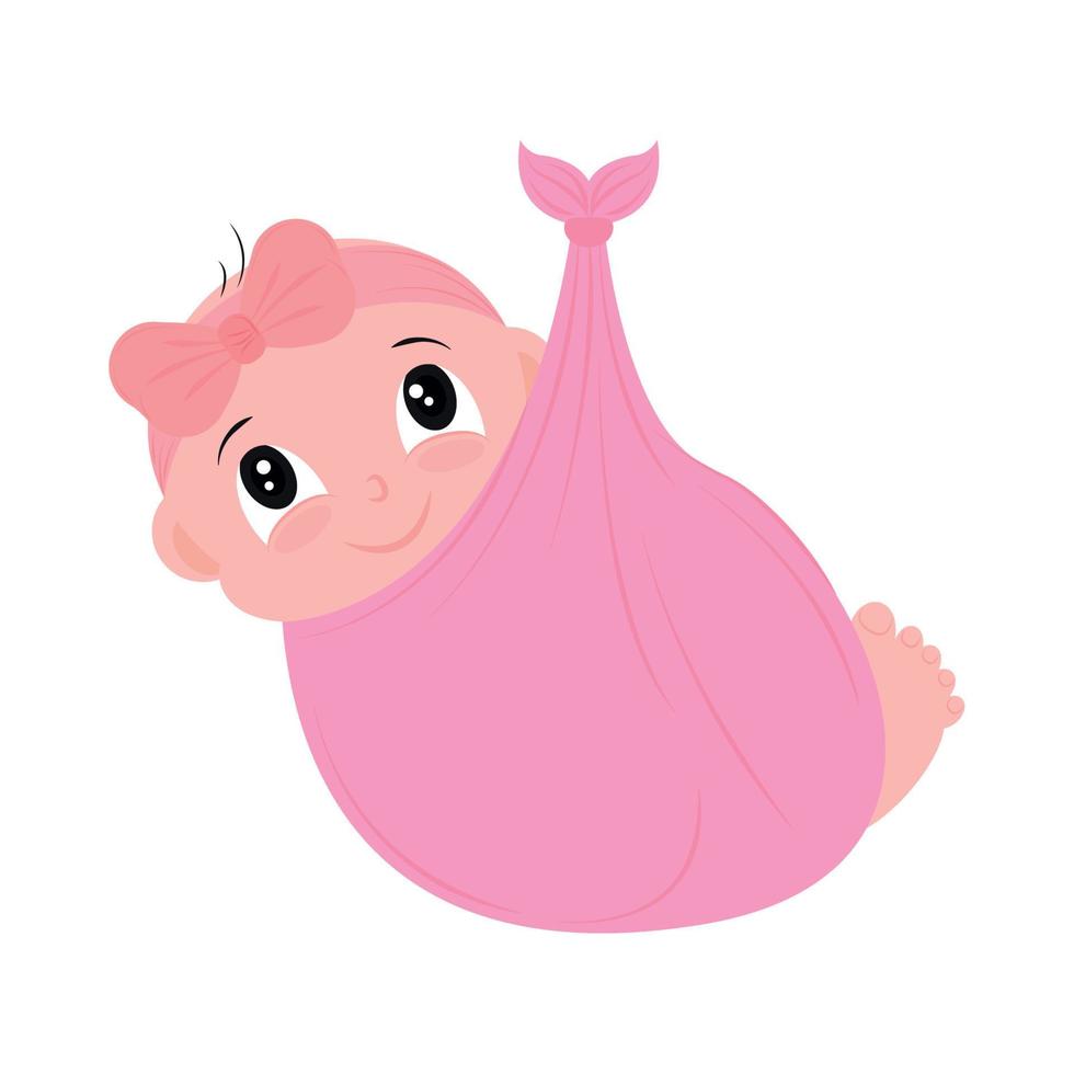 baby girl in blanket vector