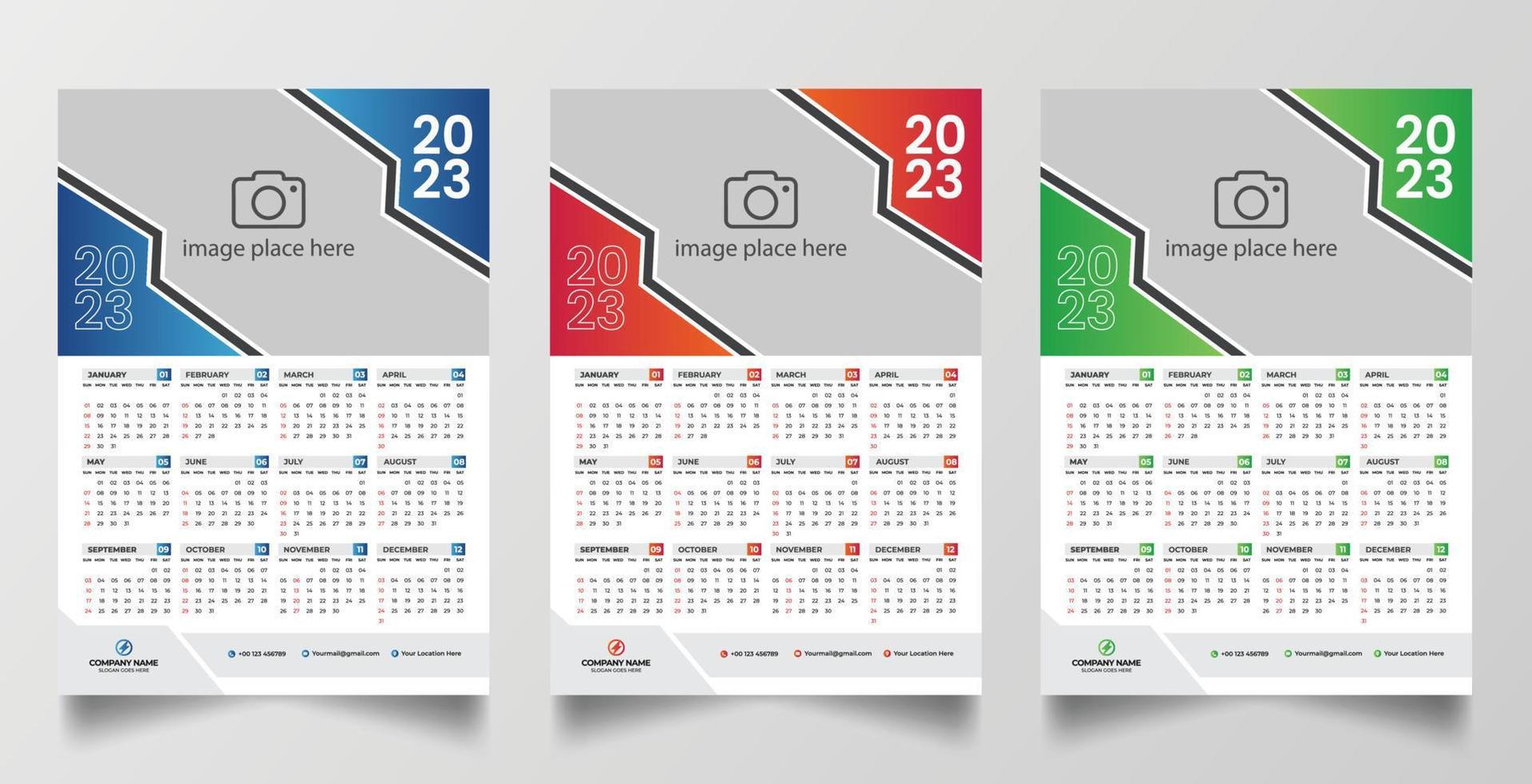 plantilla de diseño de calendario de pared de una página 2023 vector