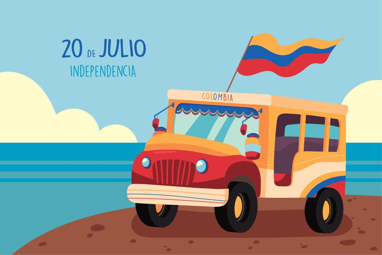 July 20 independence of Colombia vector