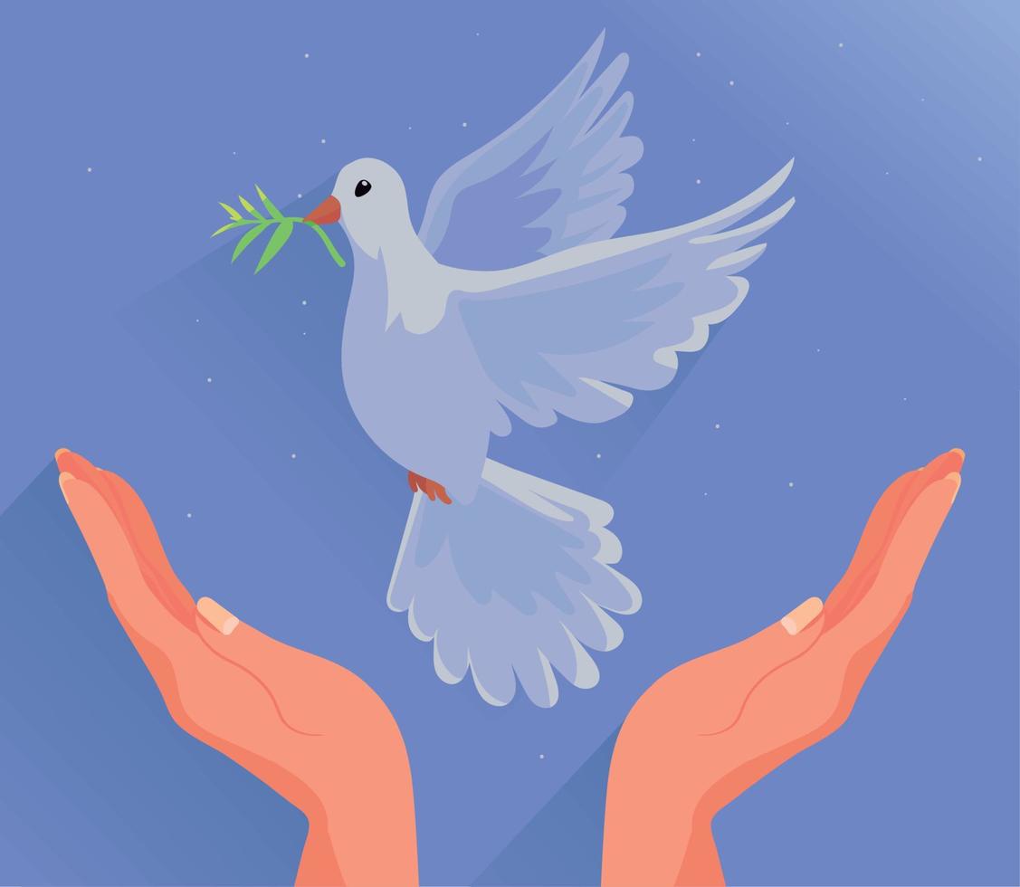 hands and peace pigeon vector