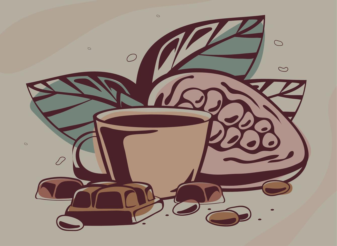 cacao and coffee cup vector