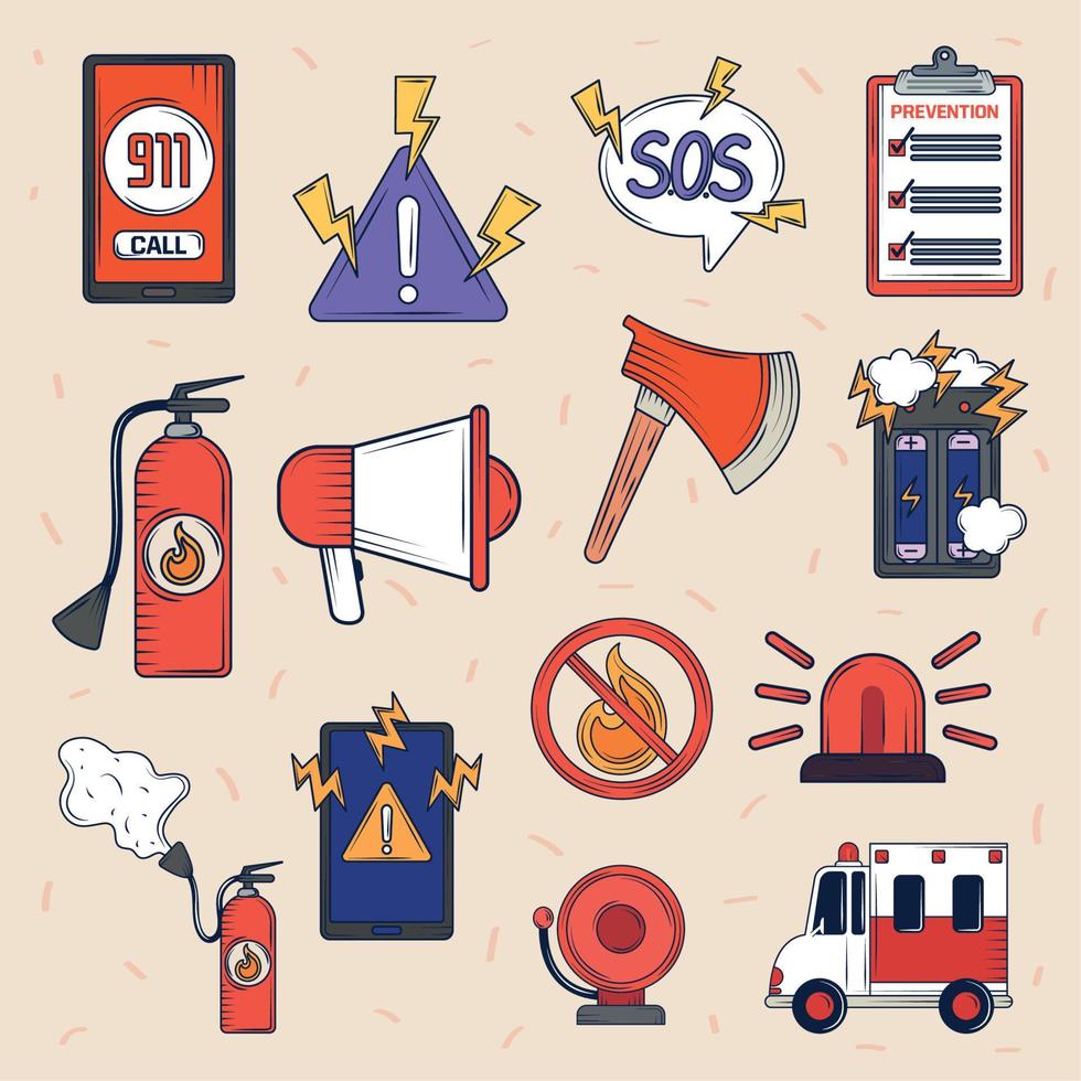 conjunto de iconos de emergencia vector