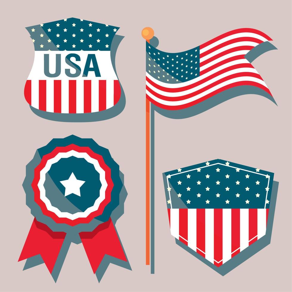 set icons of USA vector