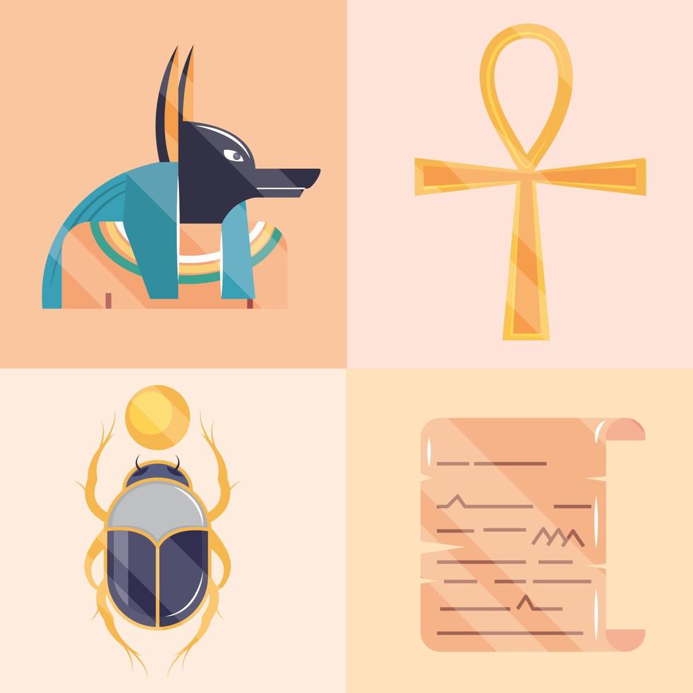 egypt things icons vector