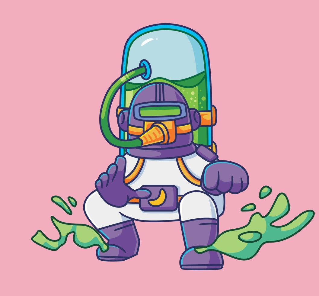 linda pose de astronauta. ilustración de persona de dibujos animados aislado. vector de estilo plano