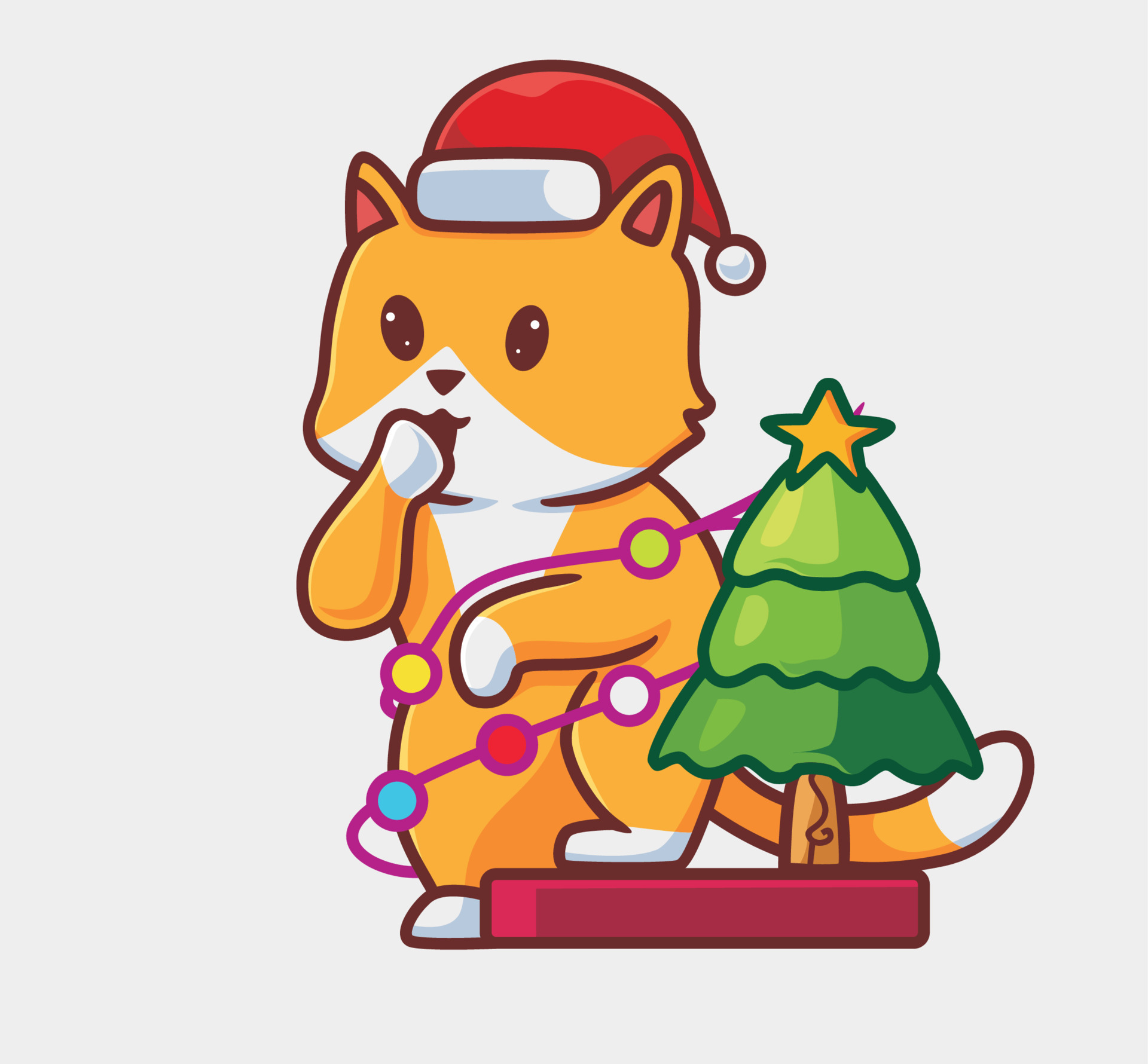 Cute Animal Christmas Tree Stickers