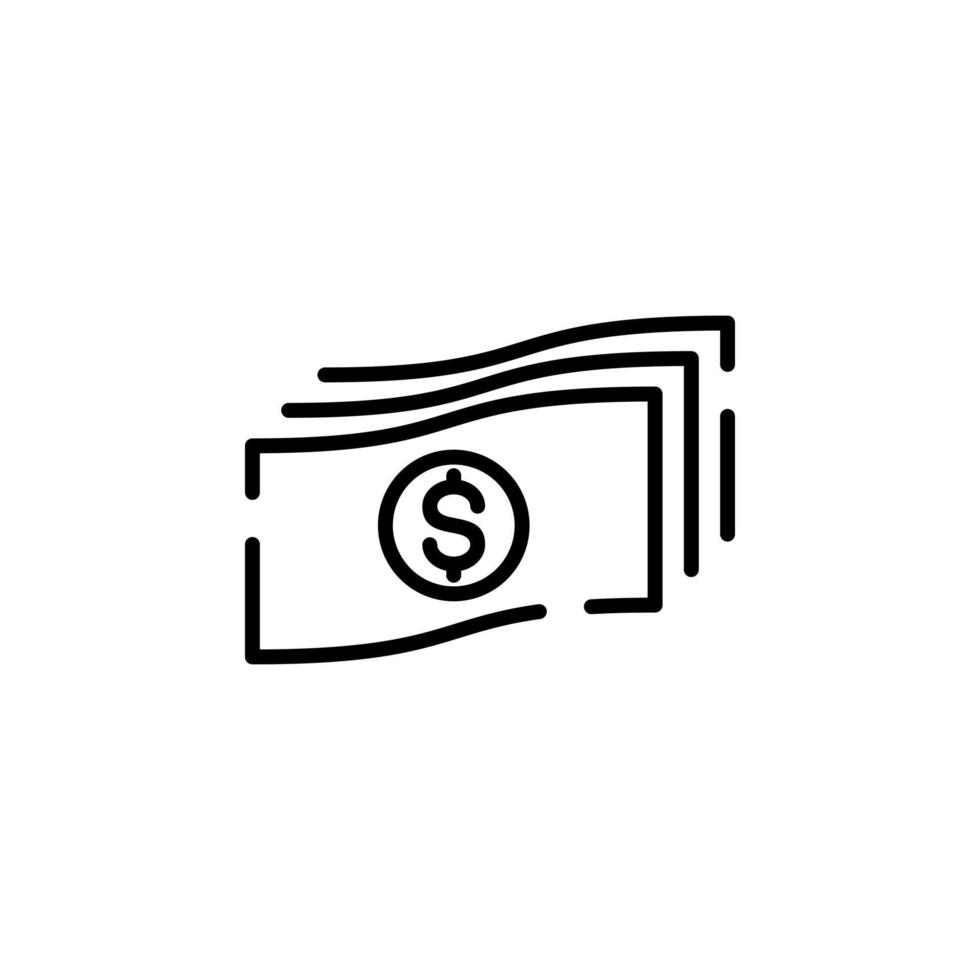 dinero, efectivo, riqueza, pago línea punteada icono vector ilustración logotipo plantilla. adecuado para muchos propósitos.