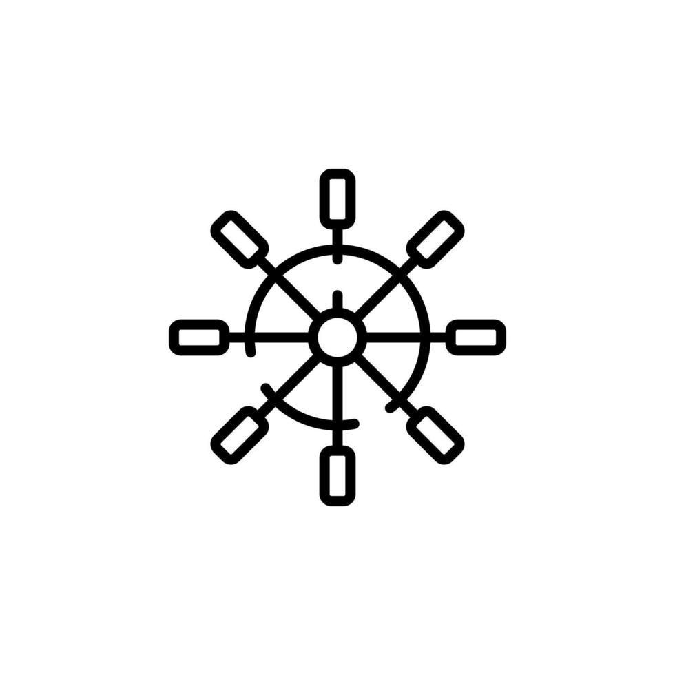 timón, náutico, barco, plantilla de logotipo de ilustración de vector de icono de línea de puntos de barco. adecuado para muchos propósitos.
