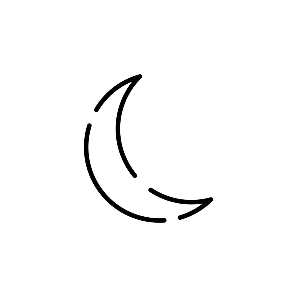 luna, noche, luz de luna, plantilla de logotipo de ilustración vectorial de icono de línea punteada de medianoche. adecuado para muchos propósitos. vector