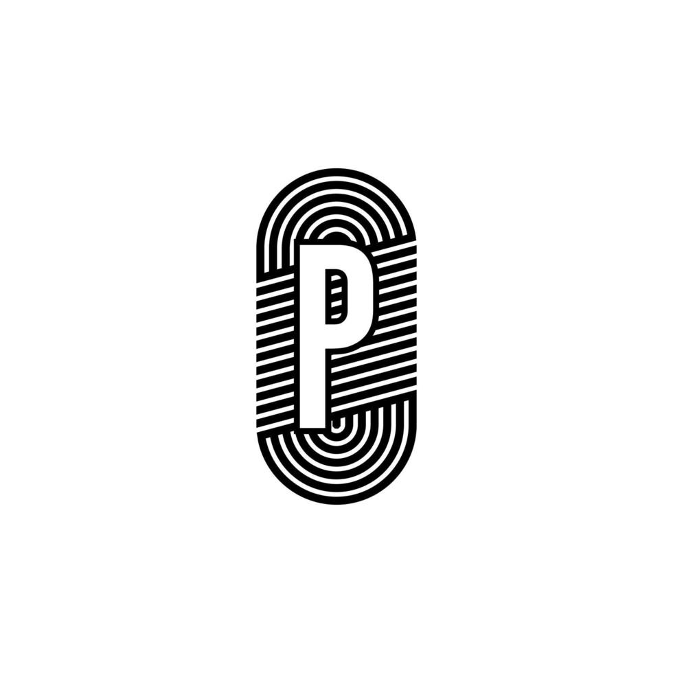 Simple black modern letter P logotype design concept vector