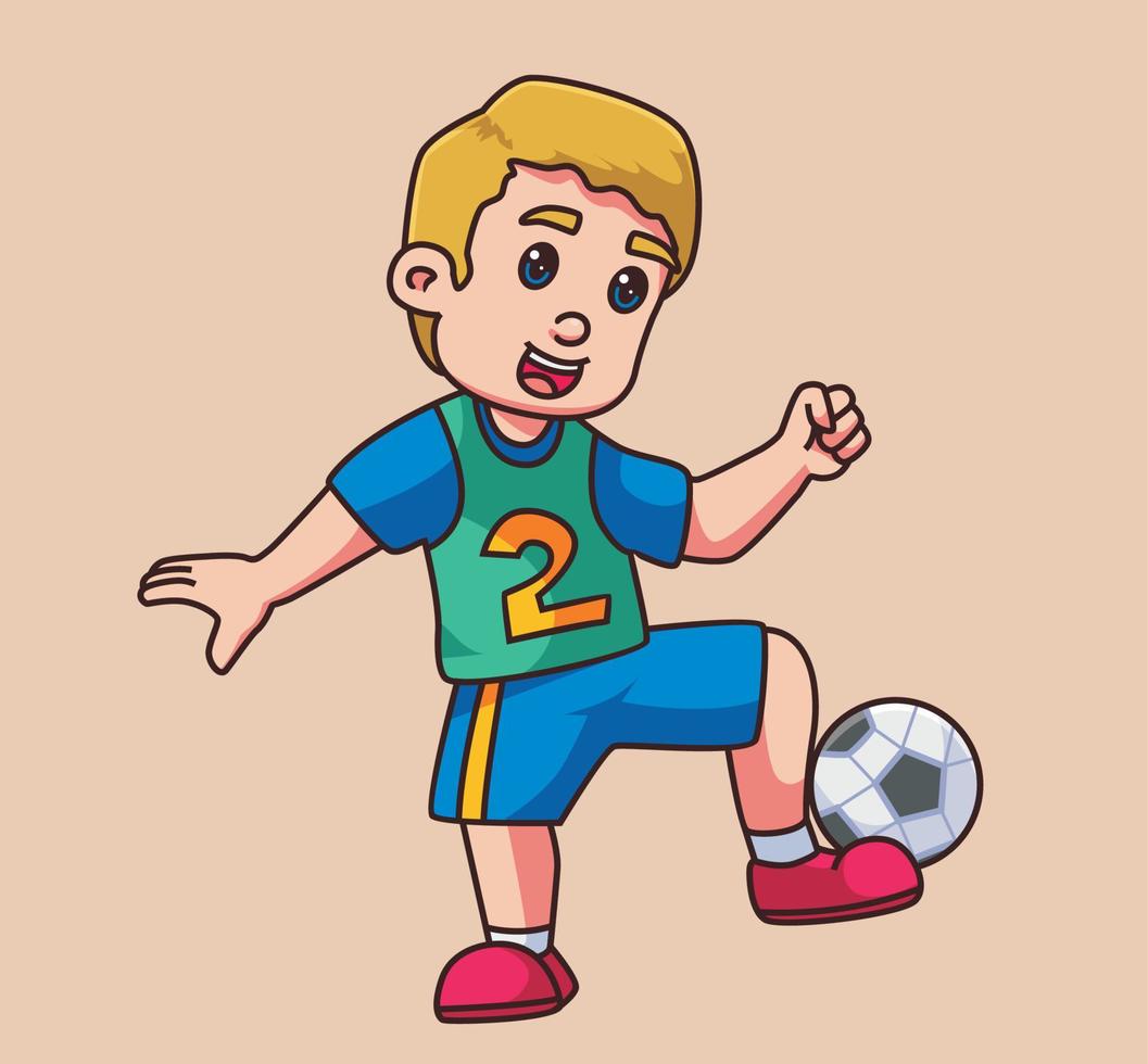 playing football. Isolated cartoon person illustration. Flat Style Sticker element vector