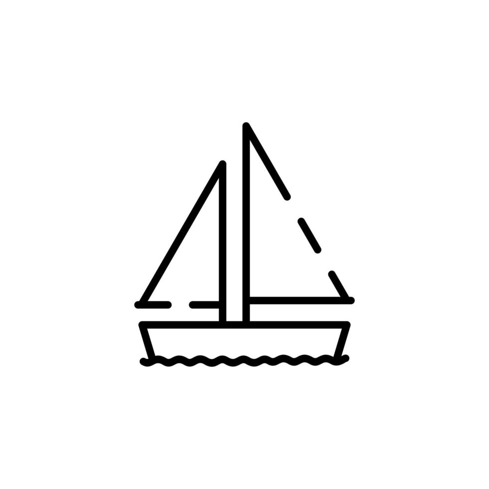 barco, barco, velero línea punteada icono vector ilustración logotipo plantilla. adecuado para muchos propósitos.
