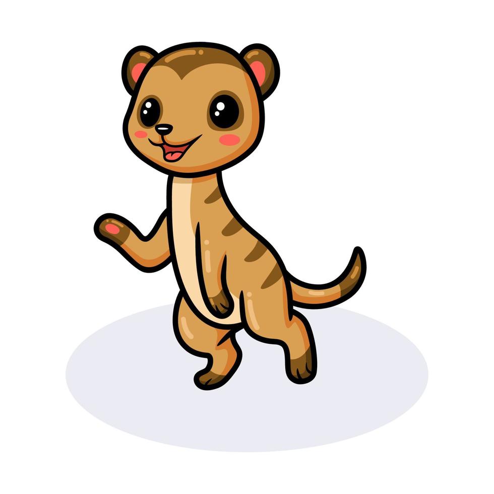 Cute little meerkat cartoon posing vector