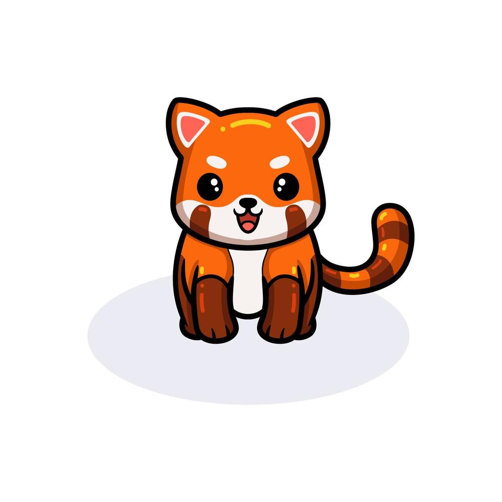 Cute little red panda cartoon vector
