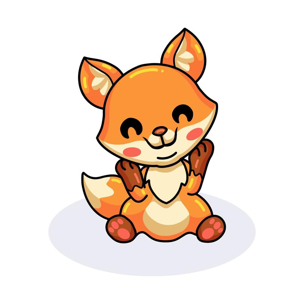 Cute little fox cartoon sitting vector