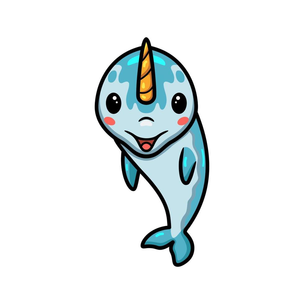 Cute little narwhal cartoon posing vector