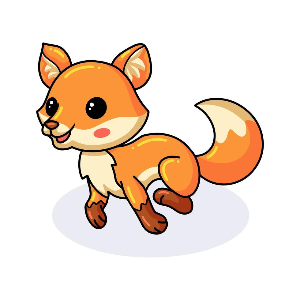 Cute little fox cartoon running vector