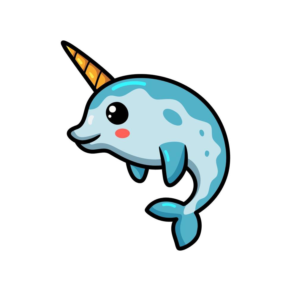 Cute little narwhal cartoon posing vector