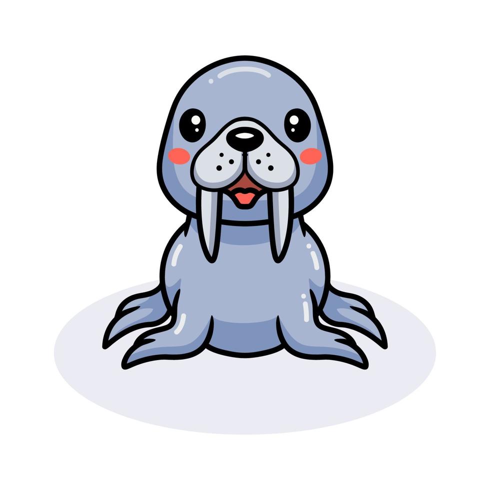 Cute little walrus cartoon posing vector