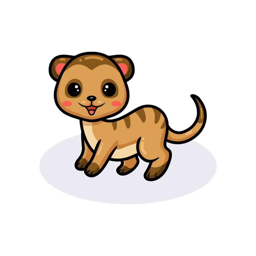 Cute little meerkat cartoon posing vector