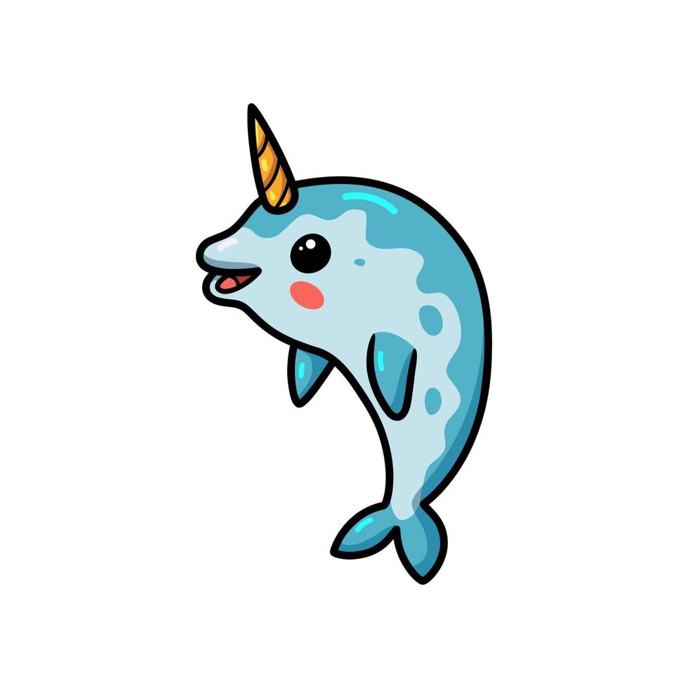 Cute little narwhal cartoon posing vector