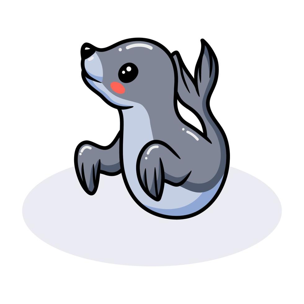 Cute little seal cartoon posing vector