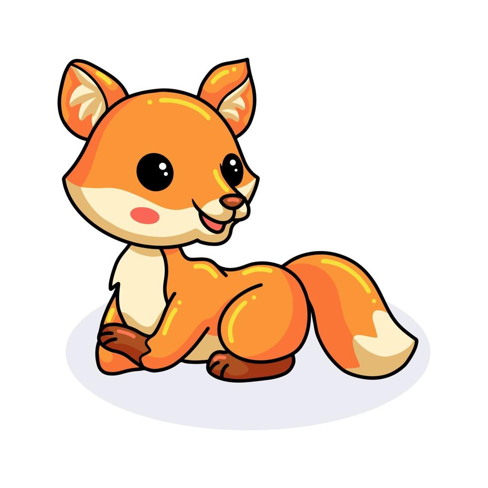 Cute little fox cartoon lying down vector