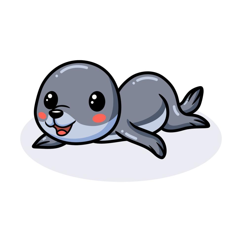 linda caricatura de foca pequeña acostada vector