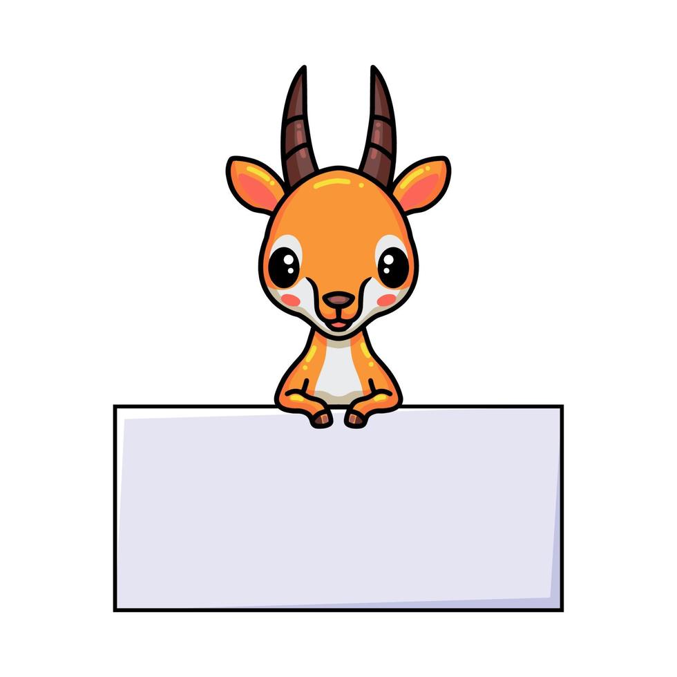 Cute little gazelle cartoon with blank sign vector