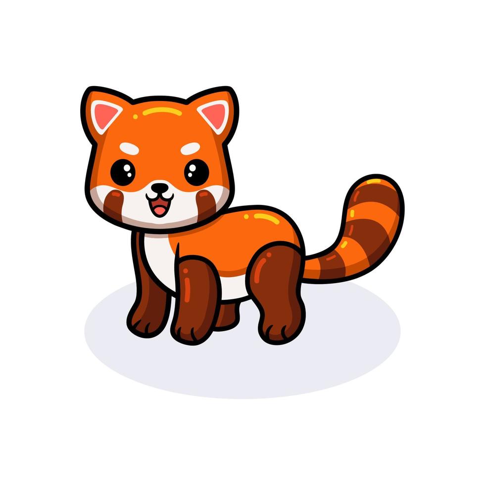 Cute little red panda cartoon vector