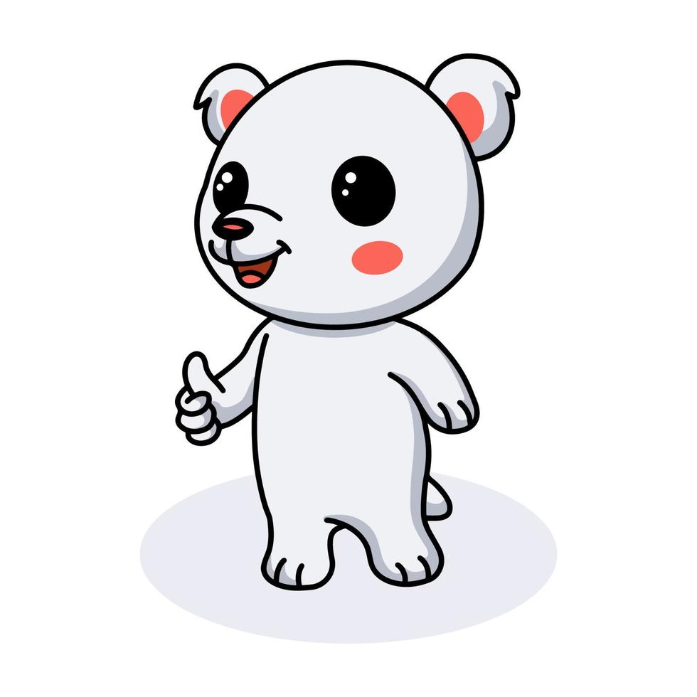 lindo pequeño oso polar de dibujos animados dando pulgar hacia arriba vector