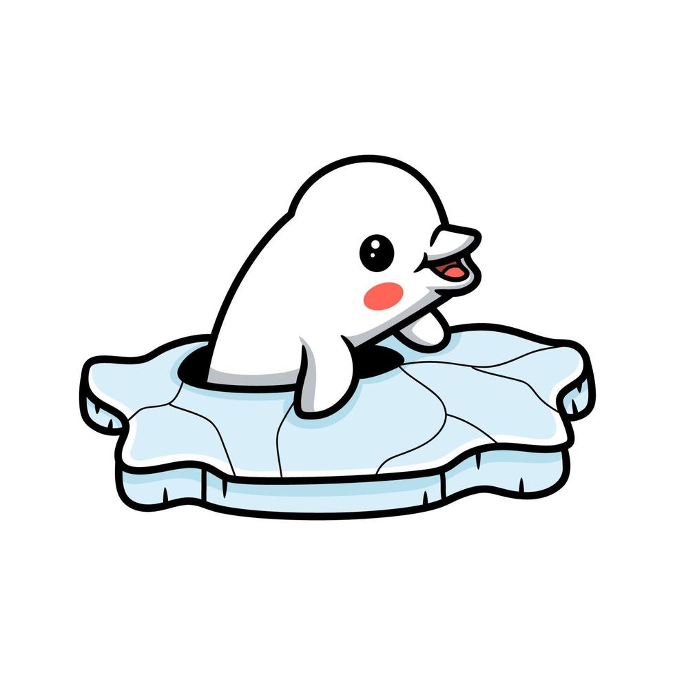 Cute little beluga whale cartoon vector