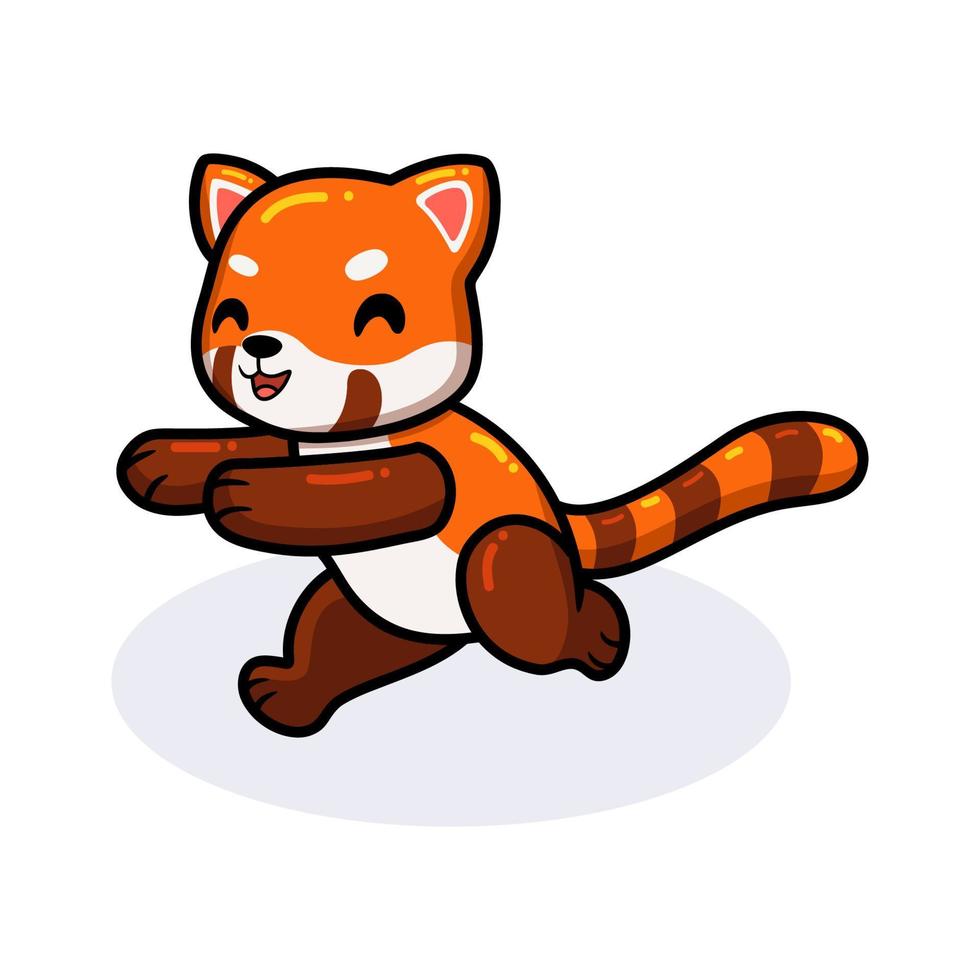 lindo pequeño panda rojo de dibujos animados caminando vector
