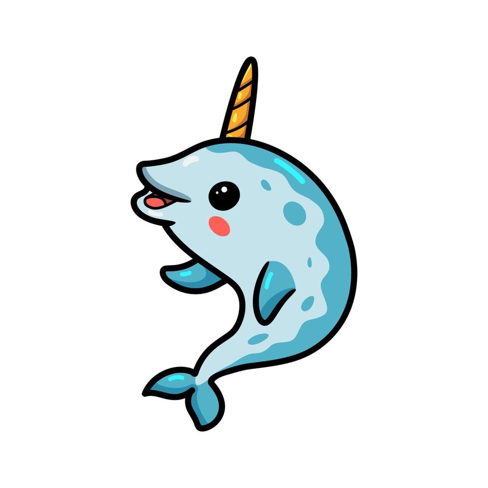 Cute little narwhal cartoon posing vector