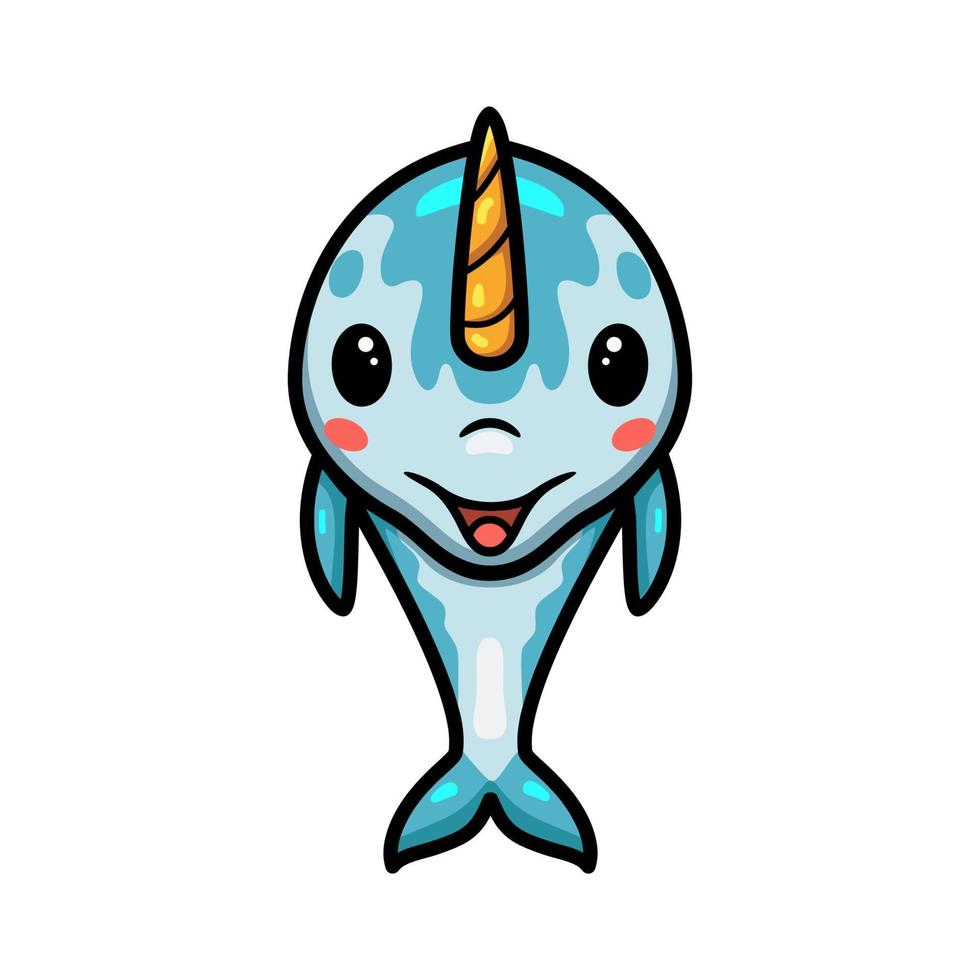 Cute little narwhal cartoon posing vector