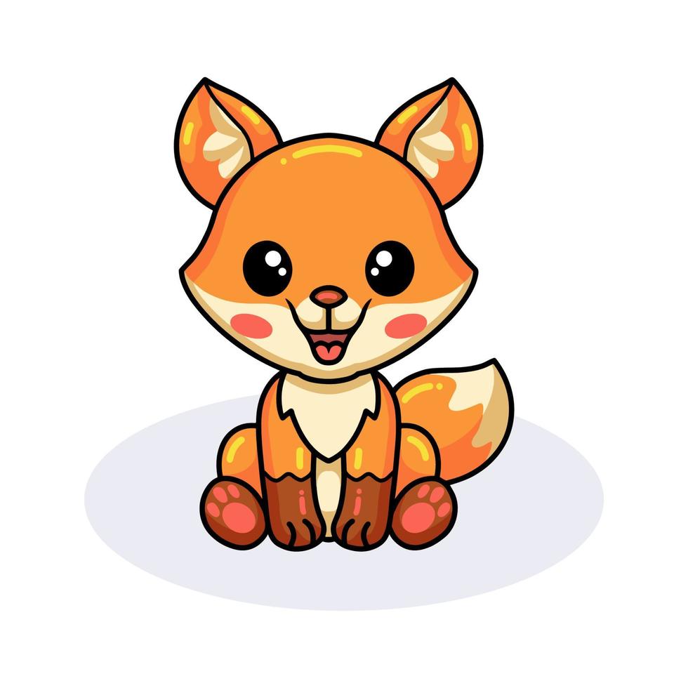 Cute little fox cartoon sitting vector