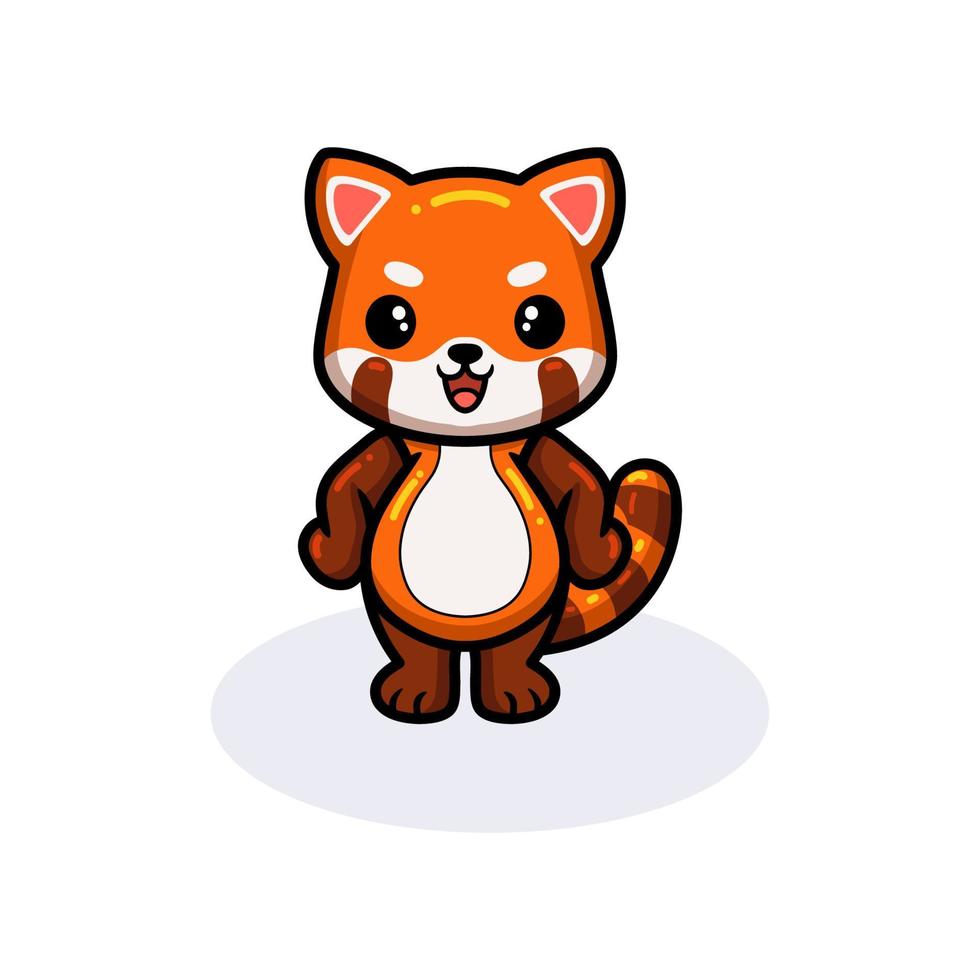 lindo pequeño panda rojo de dibujos animados de pie vector