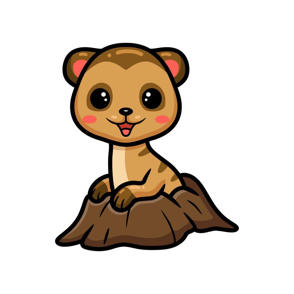 Cute little meerkat cartoon coming out on the ground vector